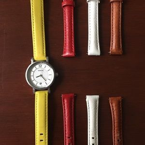 Fossil #ES2373 Watch and Additional Leather Straps